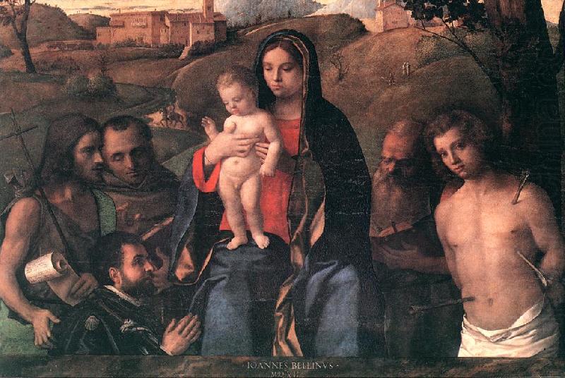 BELLINI, Giovanni Madonna and Child with Four Saints and Donator china oil painting image